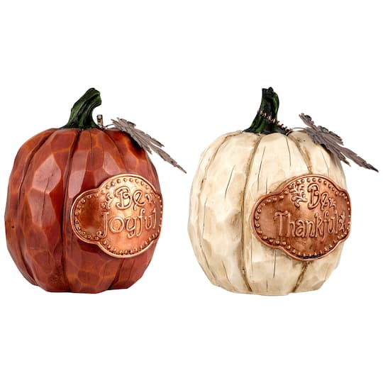 8" Be Joyful Pumpkin Tabletop Décor Set